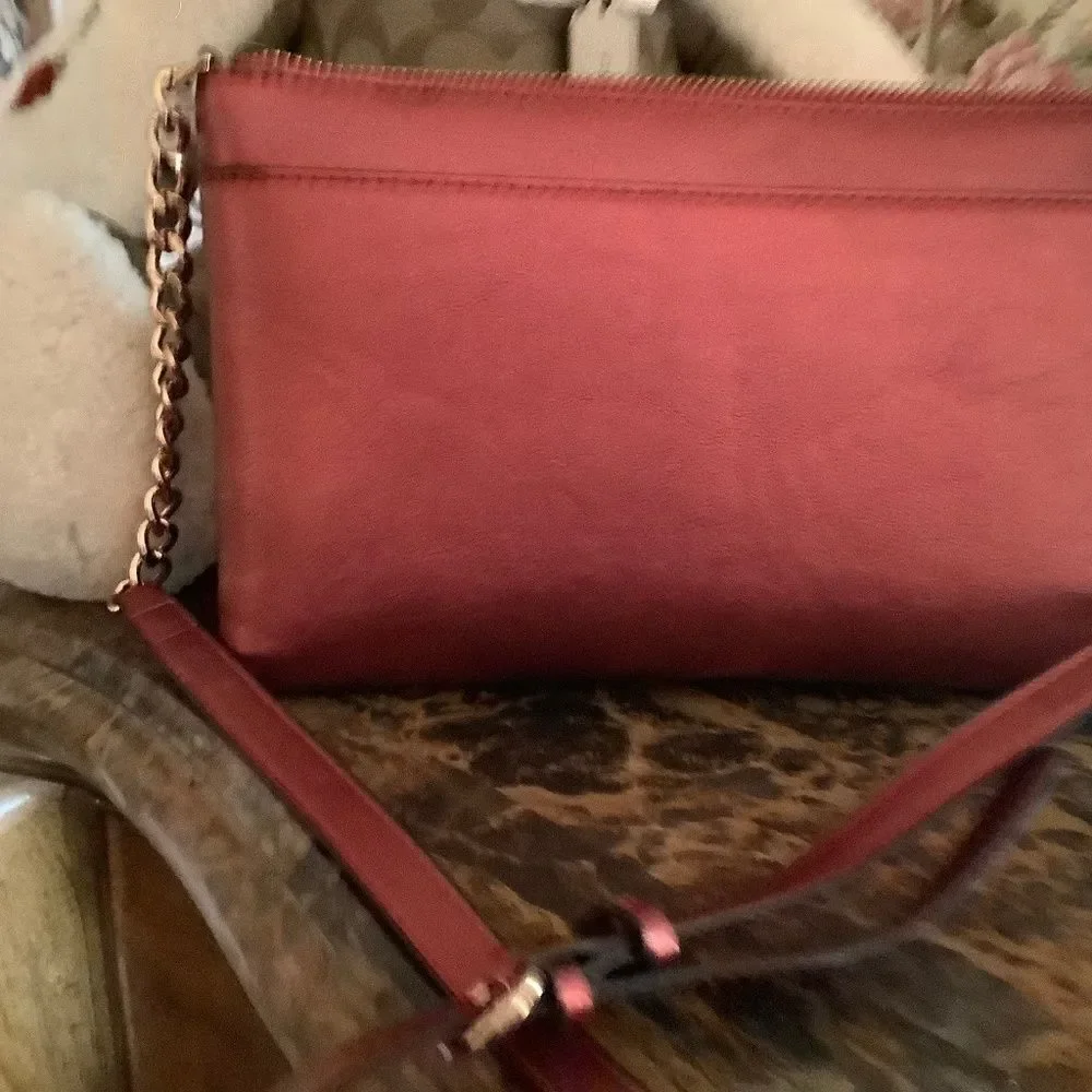 KARL LAGERFELD KAROLINA LIGHT METALLIC RED CRANBERRY CROSSBODY NEW WITH …